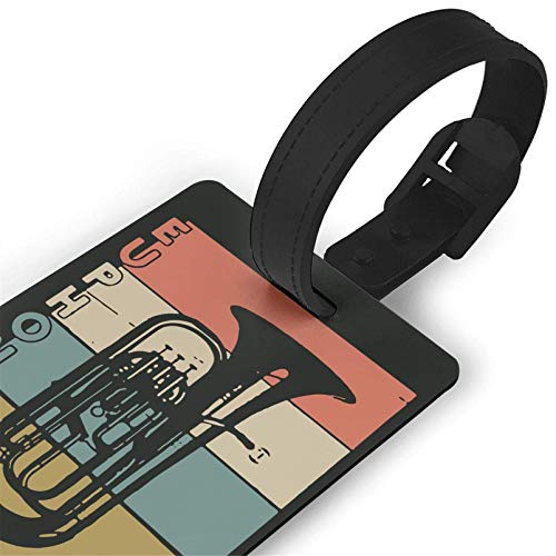Luggage Tags Holders for Travel Luggage, Luggage Tags for Suitcases, Vintage Euphonium Plastic Luggage Tags PVC Travel Suitcase Labels ID Tag - Thumbnail 2