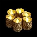 Gold Glitter LED Votive Candle Flameless Tealight Candle Battery Powered For Wedding Christmas Party Celebration 12pcs