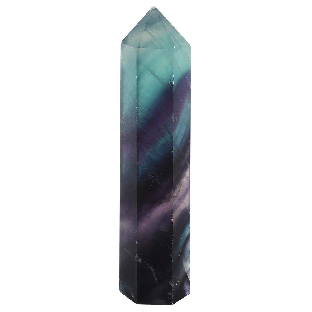 Mumusuki Natural Fluorite Quartz Crystal Stone Point Healing Hexagonal Wand for Decoration Ornament(60mm-65mm)