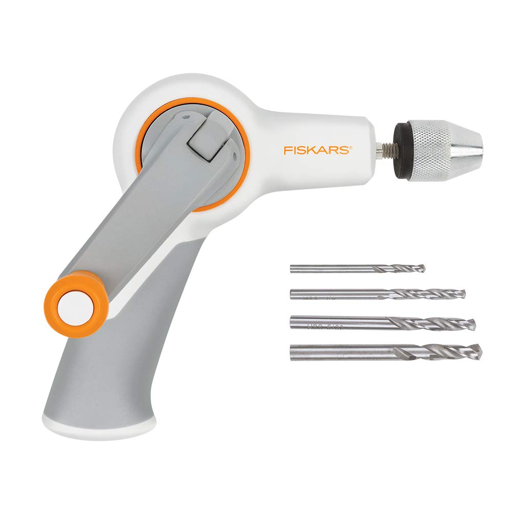 Fiskars Crafts 132420-1001 DIY Precision Hand Drill White/Grey Gray