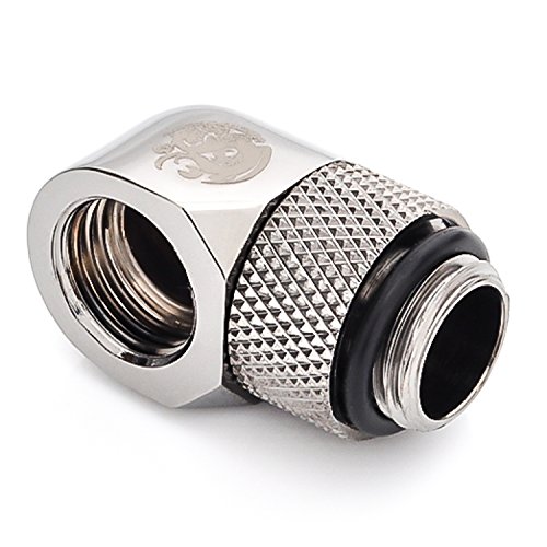 Bitspower G1/4" Male to Female Extender Fitting, 90 Rotary, Black Sparkle, 4-pack