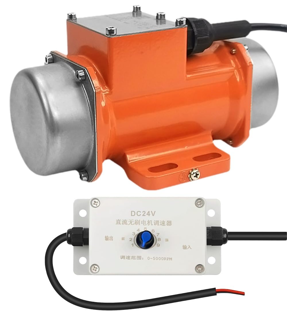 Photo 1 of 100W Vibration Motor, DC 24V Brushless Vibration Motor for Cement Mixer, Aluminum Alloy Concrete Vibrator Motor 5000RPM 100KG Force for for Vibrating Table Shaker Sand Spreader