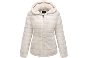 Bellivera Women's Faux Fur Coat Shearling Fluffy Fuzzy Shaggy Hood Sherpa-Lined Fleece Jacket