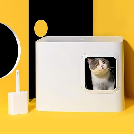 Zcy Grand Bac A Litiere Chat Carre Semi Ferme Chat Toilette Deodorant Sable Anti Bandes Bassin Avec Ramasse Litiere Color White Amazon Fr Animalerie