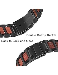 Pulsera de reloj TRUMiRR compatible con reloj Apple Watch de 1.496 in, 1.575 in, 1.654 in, 1.732 in, para mujeres, de acero inoxidable y madera natural, correa de oro rosa, pulsera hembra para iWatch Aple Watch Series 4 3 2 1 todos los modelos