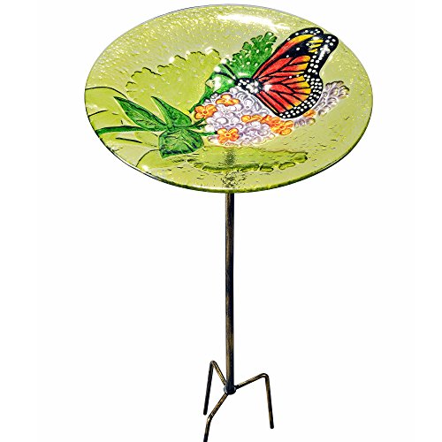 Peaktop - Outdoor 11-Inch Butterfly Fusion Glass Bird Feeder