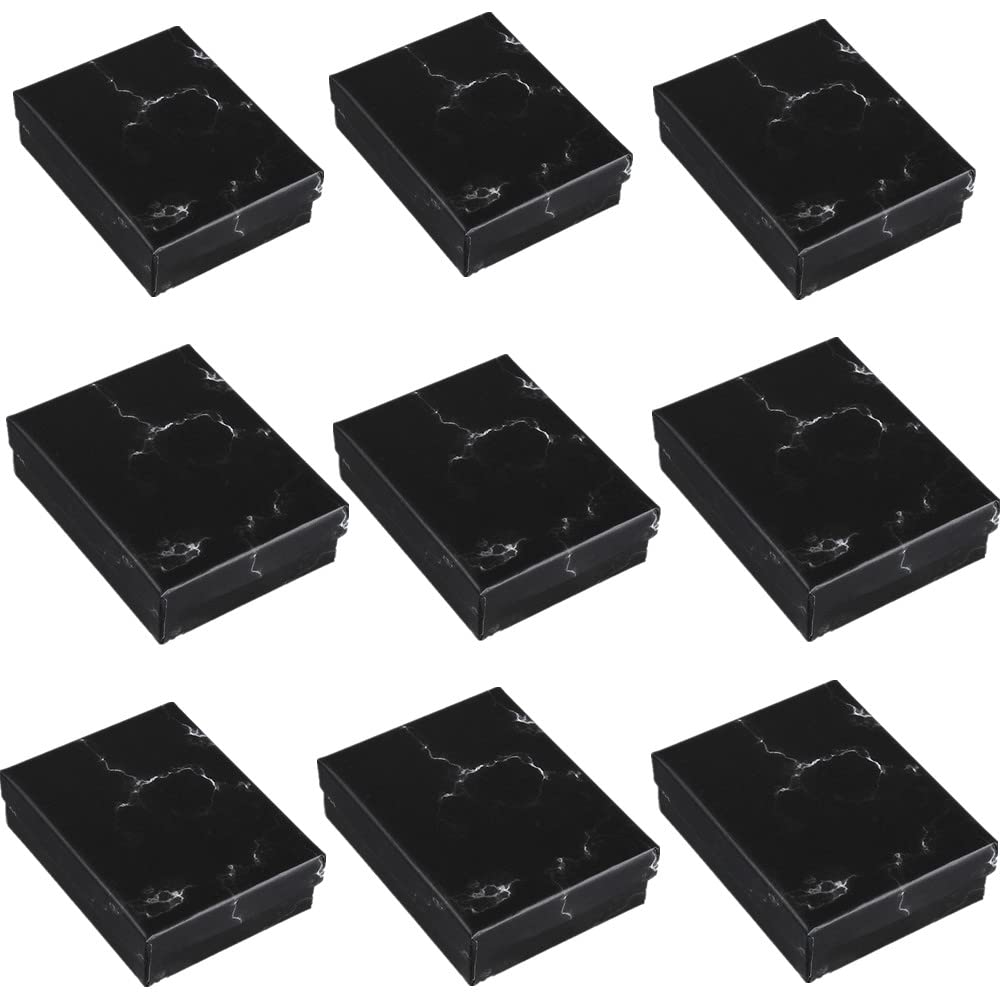 TRIXES Marble Gift Box x16 Black Jewellery Box - Square Gift Set Cardboard Gift Display - Gifting for Weddings, Christenings, Parties, Christmas and Much More