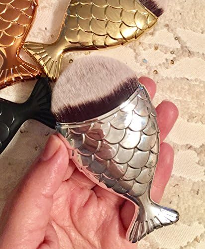 Chubby Mermaid Goldfish Foundation Makeup Brush for Contouring, foundation, blush, and applying liquid creams (Silver)