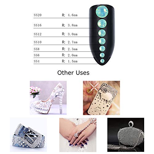 REAMTOP 4 Bags of Different Nail Art Rhinestones Sets, 1400 Pcs Flat Back Crystal Rhinestone Gemstone 3D Nail Art Mobile Phone DIY Crafts