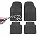 UAA MT9001BK Black All Weather Trimmable Heavy Duty Rubber Front Rear Floor Mat Set 4 Piece