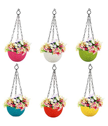 MUCH-MORE Plastic Plant Pot with Hanging Chain | Flower Hanging Pot for Home Gardening (Multi HD-28)