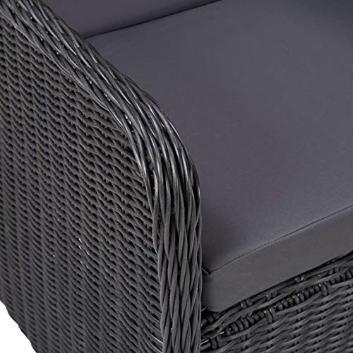 Tidyard 9-TLG. Garten Essgruppe Gartenmöbel Set Sitzgarnitur Glasplatte Tisch mit 8 Stühle Gartengarnitur Sitzgruppe Gartengruppe Rattan Set Poly Rattan Schwarz – Bild 6