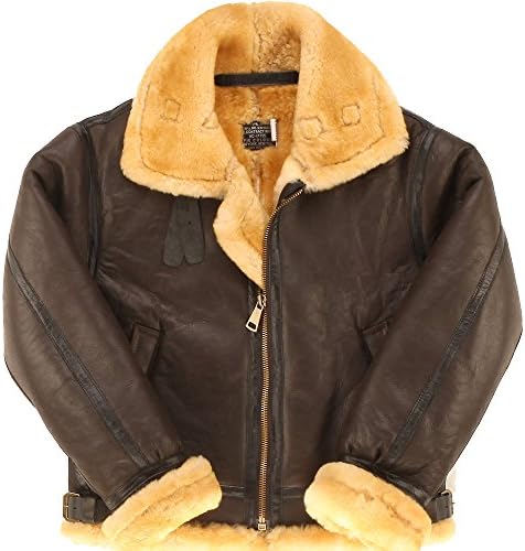 B3 shearling Leather jacket Bomber Fur pilot World II Flying aviation air military US Force The most warm Polar Coat Men Women (40, Dark Brown)