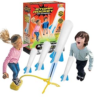 Stomp Rocket The Original Jr. Glow Rocket Launcher, 4 Foam Rockets and Toy Air Rocket Launcher – Glows in The Dark, STEM Gift for Boys and Girls Ages 3 Years and Up – Great for Year Round Play