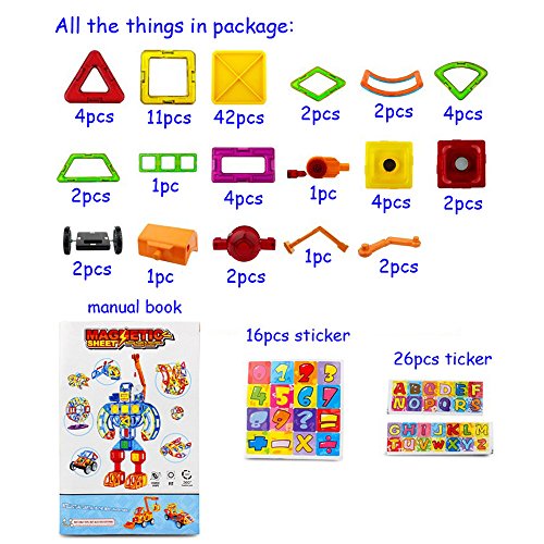 87pcs Magnetic Blocks Wheels Educational Construction Engineering DIY Tiles- Building Blocks Learning Stacking Block Set Boys Girls Magnets Building sets Best kids toys Creative Games Fun Activities - Thumbnail 4
