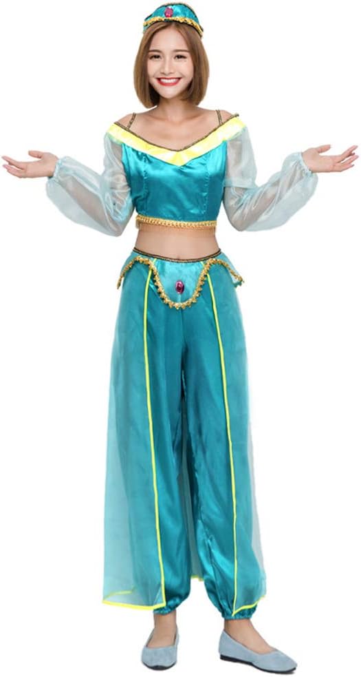 Princess Jasmine Genie Belly Dancer Arabian Nights Costume (Women: Blue)