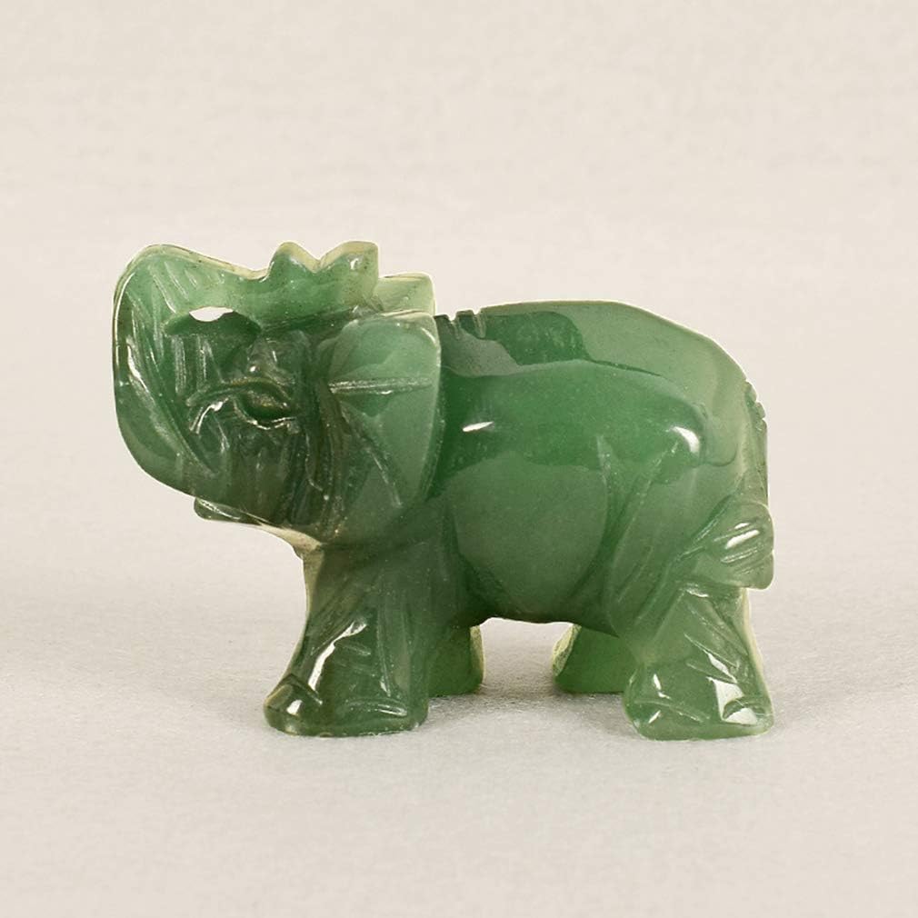 Yinew Natural Green Aventurine Elephant Carved Healing Guardian Statue Figurine Home Decor Gift Decoration Crafts