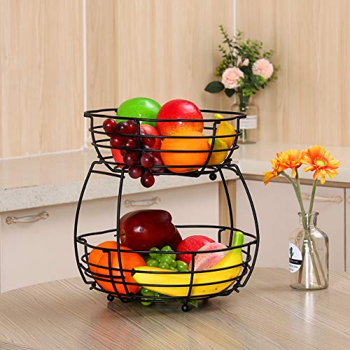 IZLIF-Fruit-Baskets-2-Tier-Metal-Bread-Basket-Storage-Display-Stand-for-Kitchen-with-Screws-Free-Design
