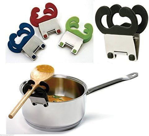 Spoon Spatula Rest Holder Norpro Pot Pan Clip Kitchen Utensil - Blue