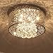 Saint Mossi Modern K9 Crystal Raindrop Chandelier Lighting Flush Mount LED Ceiling Light Fixture Pendant Lamp for Dining Room Bathroom Bedroom Livingroom 8G9 Bulbs Required W16.8 x H9.7