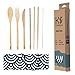 Bamboo Utensils & Travel Pouch | Premium Coated Bamboo Cutlery | 100% Eco-friendly | Spoon, Fork, Knife, Chopsticks, Straw, Straw Cleaner