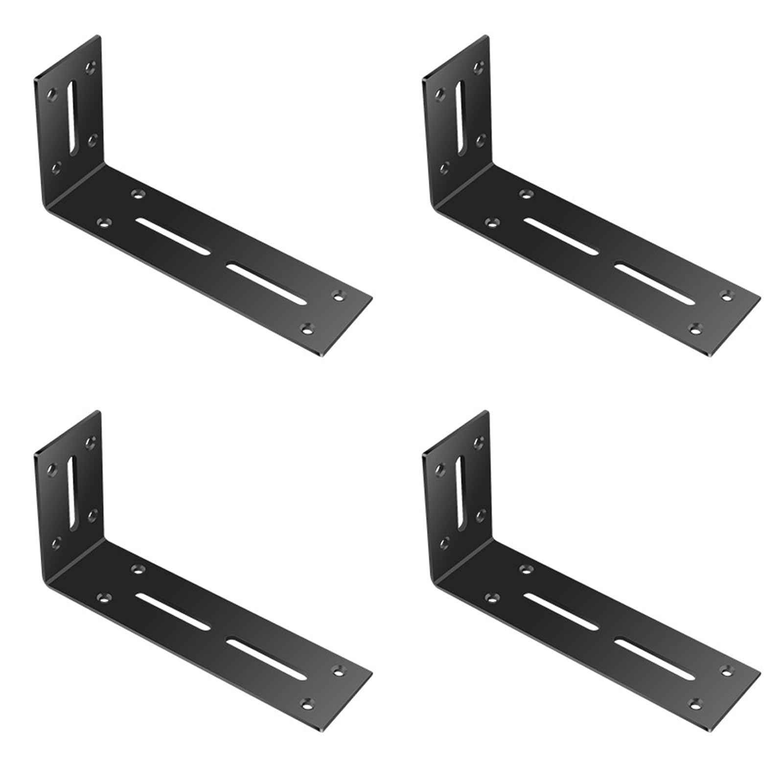 Xuoxeji Adjustable L Corner Braces, Black Slotted Adjustable L Corner Braces, 90 Degree Angle Corner Brace for Wood Shelves Cabinet Furniture Shelf Right Angle Brackets 4 Pieces (Large)
