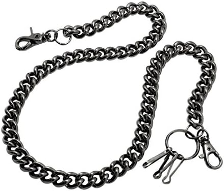 Uniqsum Heavy Thick Round coil wallet chain Swivel Trigger snap Biker Punk Key chain (79cm, Gun-metal)