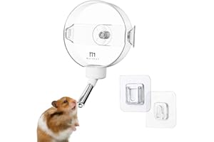 Marchul Adhesive Hamster Water Bottle No Drip with Sticky Hook & Clips for Acrylic Hamster Tank and Cages with Width Less Than 0.4inch