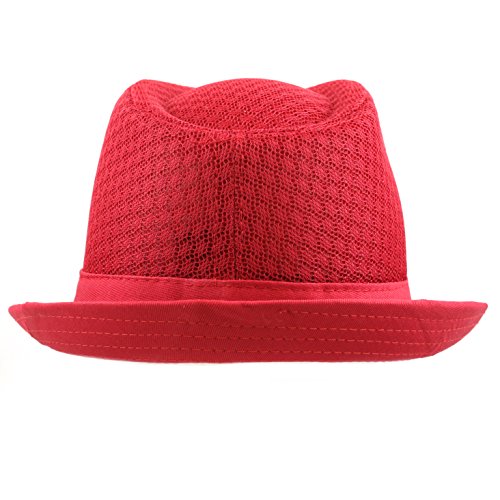 THE HAT DEPOT 200G1015 Classic Cool Soft Mesh Fedora hat (L/XL, Red)