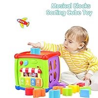 Baby Activity Cube Shape Sorter - 6 in 1 Musical Sort & Discovery Ultimate Alphabe Activity Cube Play Centre Early Educational Baby Toys 12 18 Months Toys for 1 2 3 Year Old Boys & Girls