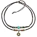 Ancient Tribe Unisex Adjustable Hemp Genuine Leather Necklace Choker Turquoise Bead