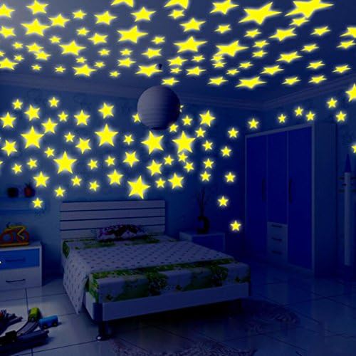 Zeshlla 100PC Kids Bedroom Fluorescent Glow in The Dark Stars Wall Stickers Glow in The Dark Stars: More Realistic Looking Than Typical Glow in The Dark Stickers