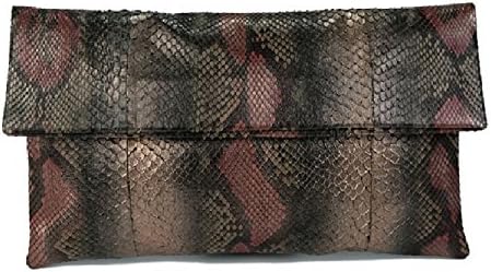 Genuine Python Leather Classic Foldover Clutch Bag