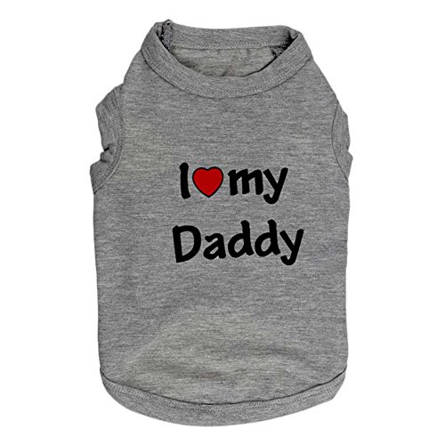 Kuoser Pet Dog I love Mommy I love Daddy Cotton T- shirt Vest Spring Summer Dog tank Comfy Vest Pajamas Pet Costumes Cotton shirts XS -XL for Yorkshire Terrier pug Beagle small & middle Dogs