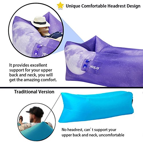 yeacar Inflatable Lounger Air Sofa, Portable Waterproof Indoor or Outdoor Inflatable Couch for Camping Park Hiking Travelling Picnics Pool Music Festivals and Beach Party