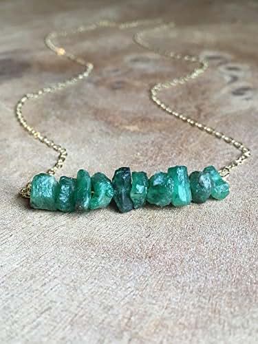 Amazon.com: Raw Emerald Necklace 14K Gold Filled or Sterling Silver