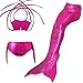 LILYFUN 3PCS Girls Mermaid Tail Swimsuit for Swimming Bikini Princess Dress Up Can Add MonoFins