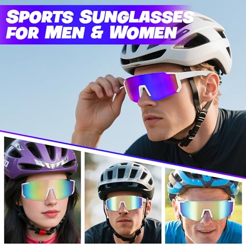 Starvortex 2 Pieces UV400 Men's Cycling Glasses, Polarized Sports Glasses, Super Light TR90 MTB Running Glasses, Ideal for Biking, Running, Fishing, Trekking and Climbing (2 Colors)