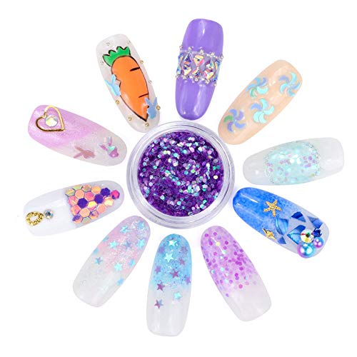 12 Pots/set Nail Sequins Powder with 5pcs nail art dotting tools, Mermaid Half-Pearl Star Moon Sequins Glitters Sticker Nail Art Design Decorations DIY Decals, 3d Manicure UV Gel Polish DIY Accessory