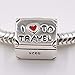 I Love To Travel Charm 925 Sterling Silver Suitcase Charm with Red Enamel Heart Travel Luggage Charm for Bracelet