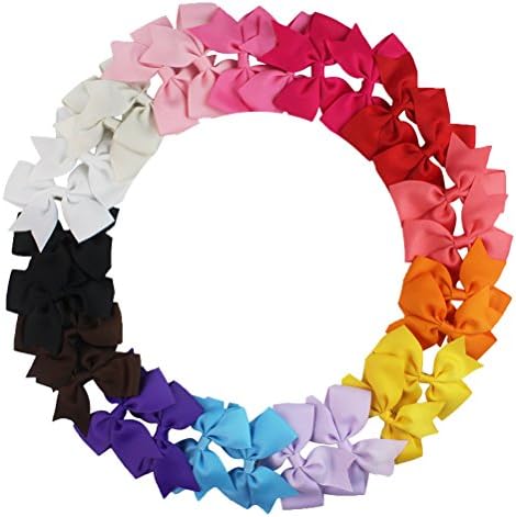 Ribbon Boutique Hair Bows Clips DIY Flower Hair Pins For Teens Kids Toddlers Children Women (28PCS solid color)
