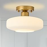HUAWIYA Modern Ceiling Light,10.24 inch,Milk White Glass Shade,Gold Finish Flush Mount Light Fixture for Hallway, Entryway, L