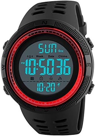 Mens Digital Sport Watch, Military Waterproof Watches Fashion Army Electronic Casual Wristwatch with Luminous Calendar Stopwatch Alarm LED