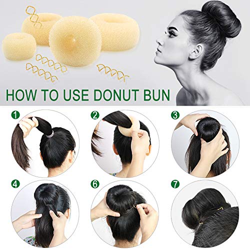 Hair Bun Makers, Angela&Alex 17 Pcs Magic Hair Bun Maker Sets Hair Donuts Hair Elastic Bands Hair Clips DIY Hair Styling Tools for Girls Women