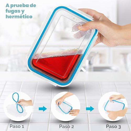 - Recipientes De Vidrio Para Alimentos - Paquete De 9 Recipientes Herméticos Para Alimentos Con Tapas Transparentes - Aptos Para Lavavajillas Y Microondas, Sin BPA