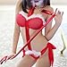 Minisoya Women's Christmas Santa Sleepwear Halter Naughty Lingerie Bra Temptation Belt Nightwear Set (Red)