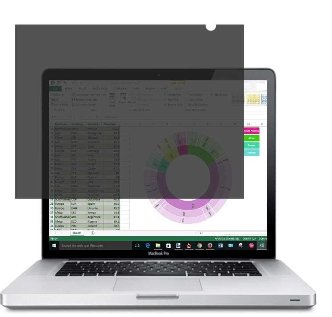 miberakom Privacy Screen Filter/ Privacy Filter/ Screen Protector/ Monitors 15' (Widescreen 16: 9), 345 mm x 195 mm