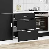 vidaXL Black Kitchen Base Cabinet, 60x46x81.5 cm, Modern Design view 2