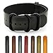 StrapsCo Distressed Vintage Style Leather G10 Nato Zulu Watch Strap w/ Black Rings