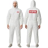 LAUCO White Polyester Reusable Paint Coverall Spray Suit with Hood, Lint Free and Washable